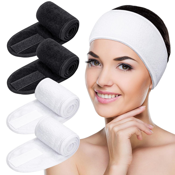 Melliex 4 StüCk Kosmetik Haarband, Spa Stirnband Frottee HaarbäNder FüR Make Up-image