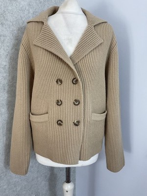 An ge beige Grobstrick Cardigan Jacke Gr. S Wollmischung zweireihig kuschelig
