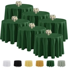 6 Pack Hunter Green Round Tablecloths - 70 Inches Round - Wrinkle and Stain R...