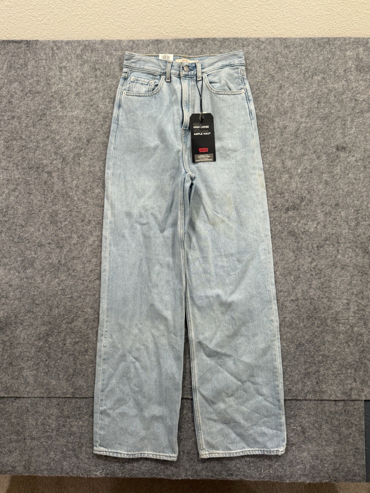 Levis Wide Leg Jeans Women 25x31 High Loose Ample Haut Big E Light Wash Baggy