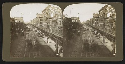 Photo:New York City NY Bowery Elevated Street View 1905 Stereo View