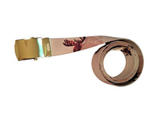 Men's Moose on Khaki Belt, 1.25" X 48", Made in USA