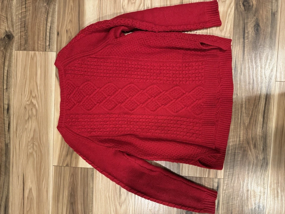 Suéter feminino Lands' End vermelho robusto malha mistura de algodão - Tamanho 18/XL - Imagem 2 de 4