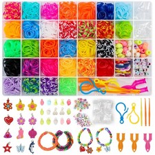 Loom Rubber Band Bracelet Kit, 3000 30-Color, Storage Case, Ages 8 