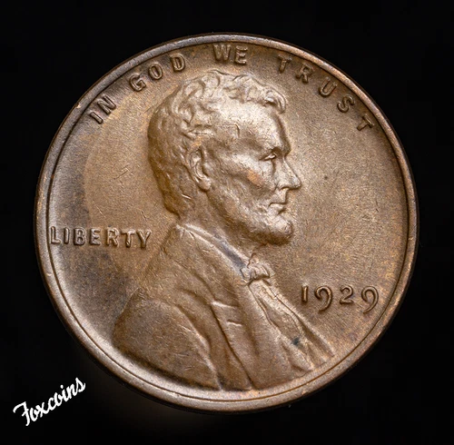 ✅  1929P Lincoln Wheat Cent - AU  Also an error of improper alloy mix.  See rev