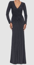XSCAPE Womens Black Studded Gathered-Front Evening Gown Dress Petite Size 6P