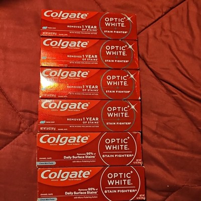 6 pack Colgate Optic White Toothpaste Mixed  Fresh Mint Gel & Clean Paste 3.8oz