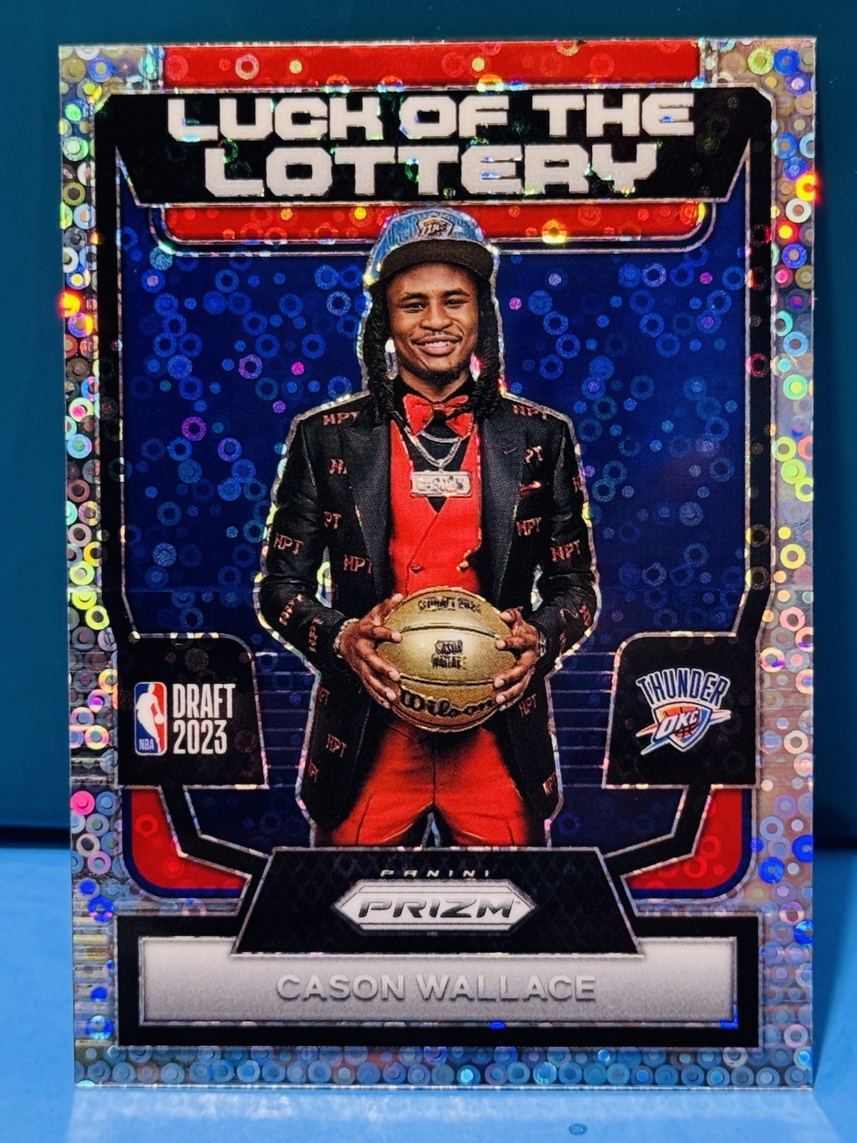 Cason Wallace 2023-24 Prizm Luck of the Lottery Fast Break RC Thunder NBA Champs
