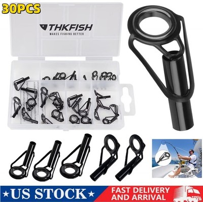  30PCS 6Sizes Fishing Rod Tip Repair Kit Rods Stainless Steel Ceramic Ring Guide