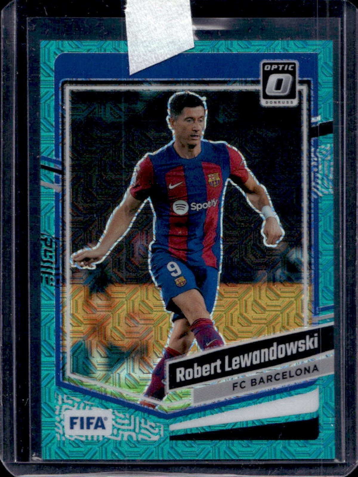 2023 Donruss Robert Lewandowski Optic Teal Mojo #31/49 Barcelona