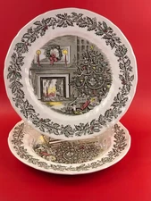 Vtg Johnson Bros 10.5" ironstone Christmas tree Plate Victorian England 2 avail