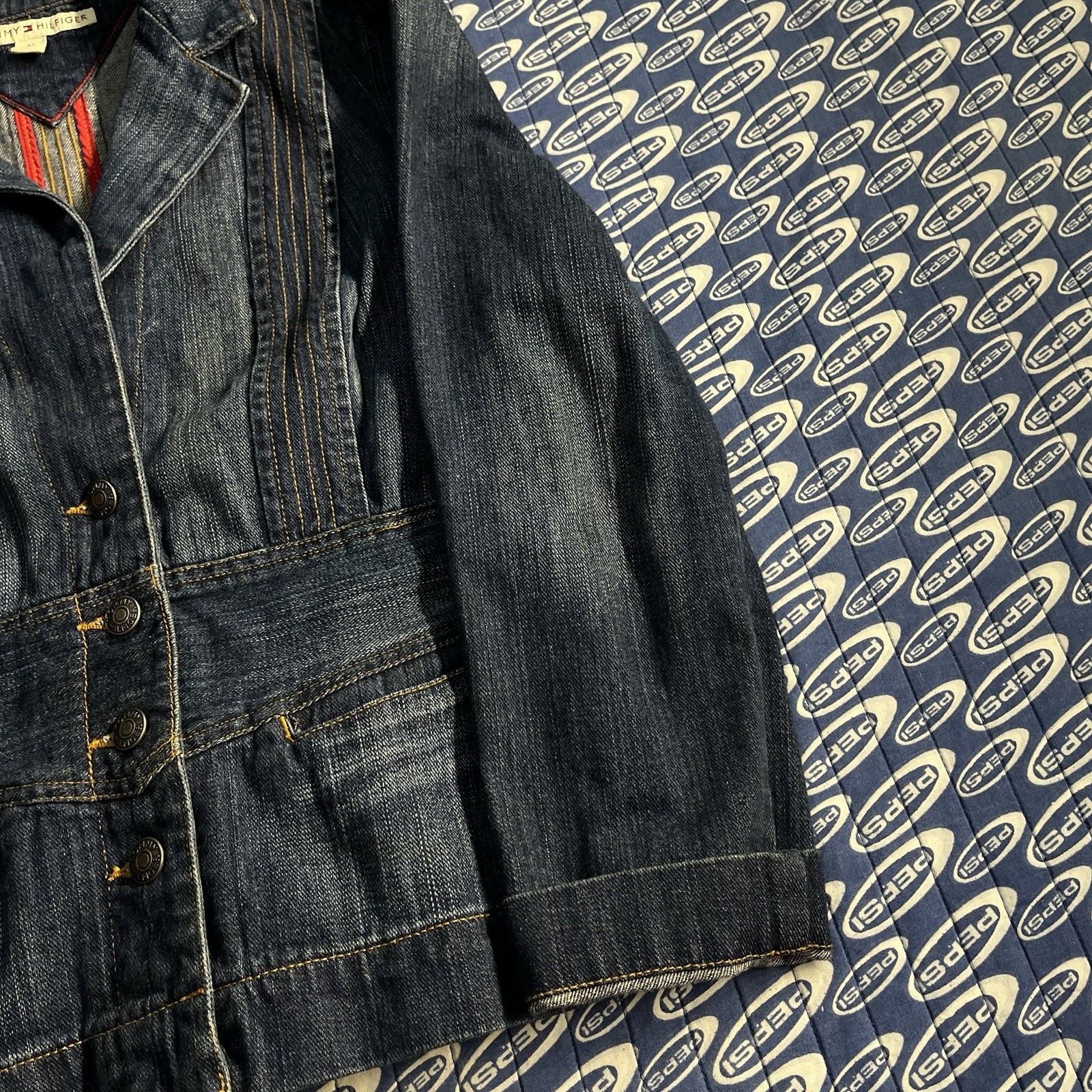 Rare Tommy Hilfiger Denim Blazer Jean Jacket  Medium Wash Women's Size Medium image 4