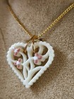 Vintage LENOX Porcelain Heart Necklace 14K Gold Filled Necklace — photo 3