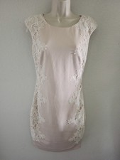 Jax Black Label Ivory Beige Floral Applique Sheath Dress Zip Women's Sz 4