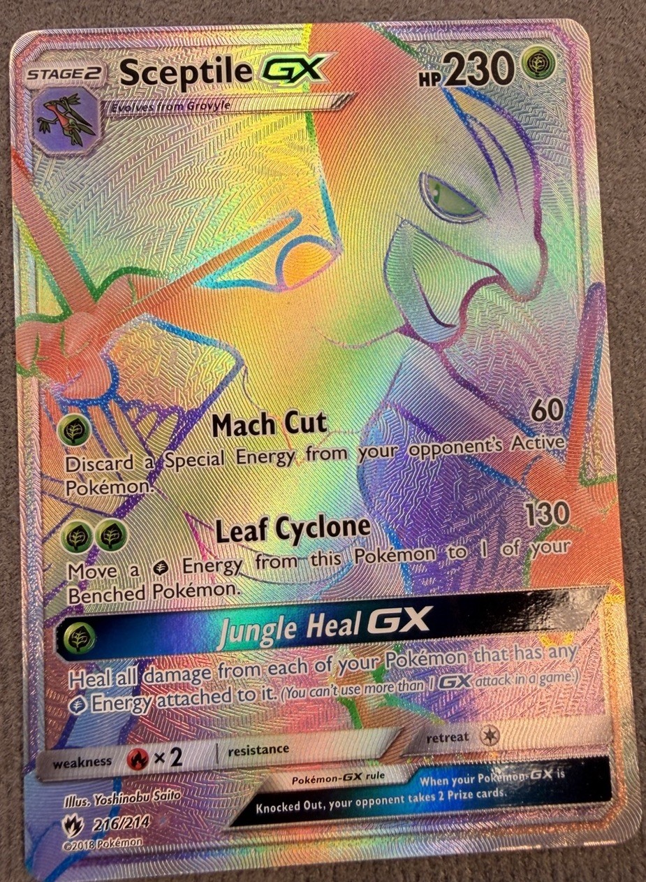 Sceptile GX 216/214 Sm-Lost Thunder Full Art Secret Rare Holo