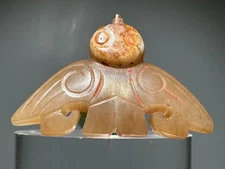 Rare Shang Dy Old Jade Carved God Bird Design "Pei" "Gua Jian" Pendant L 4.4 cm