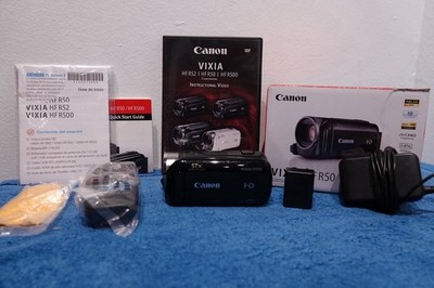 Canon Vixia HF R50 Black 8GB Camcorder Bundle w/ Battery & SD Card Tested