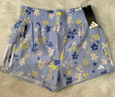 ADIDAS Own the Run Climacool High Rise Floral Shorts in Violet Tone Sz MEDIUM