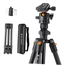  64 inch/163cm Camera Tripod,Lightweight Travel Outdoor DSLR Black and Orange