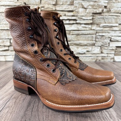 MENS RUGGED WESTERN WORK BOOT LACE UP METAL EYELETS HANDMADE IN MEXICO SIZE 8.5