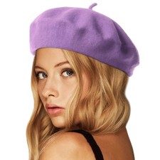 Wool Beret Hat,Solid Color French Style Winter Warm Cap for Women Girls Lady ...
