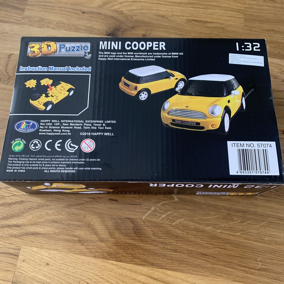 3D Jigsaw Puzzle Fun 3D Mini Cooper Scale 1:32 64pc Model no