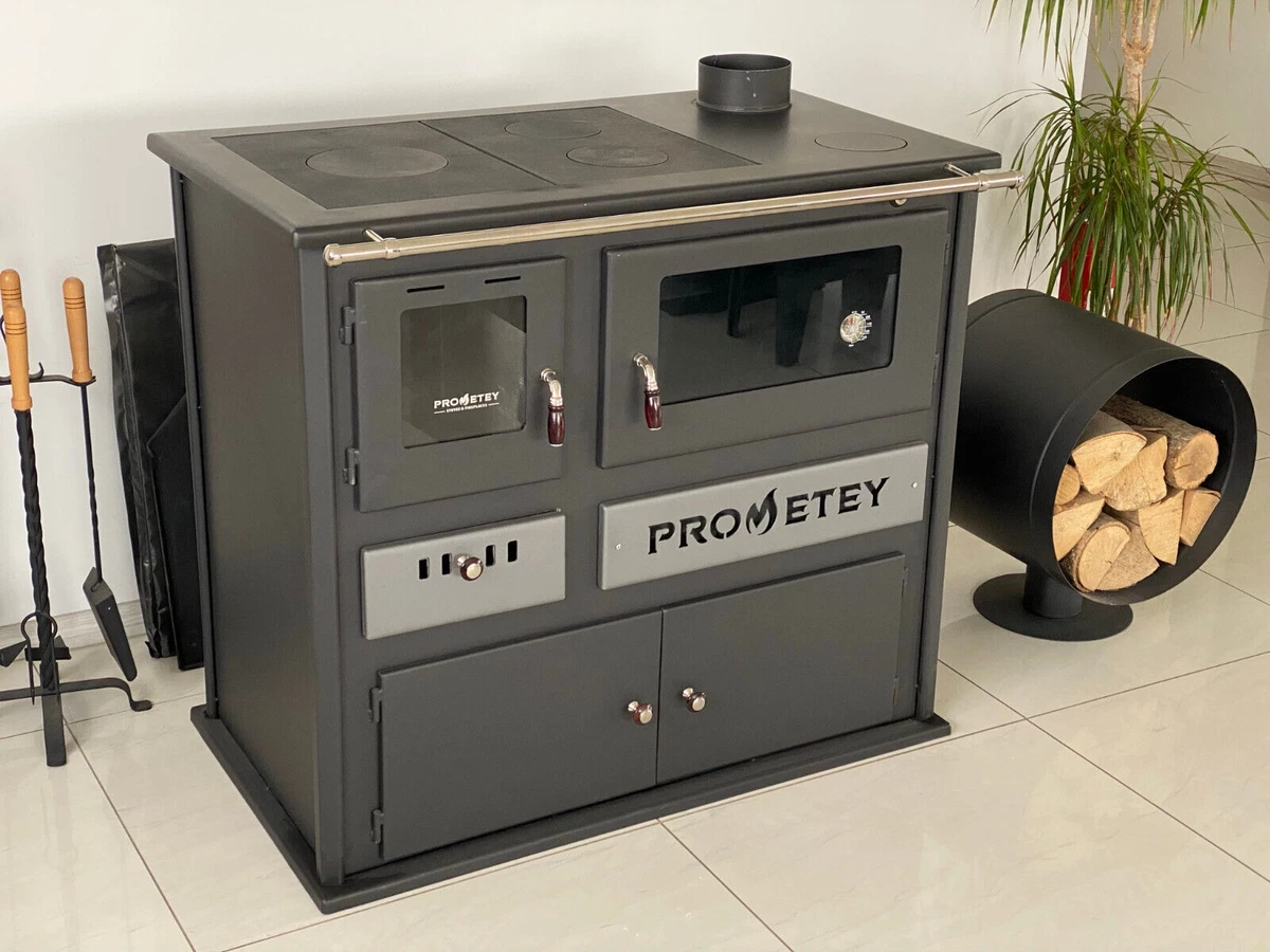 Wood Burning Cooking Stove Oven 11 kW Cast Iron Top 3 Hot Plates PROMETEY |  eBay