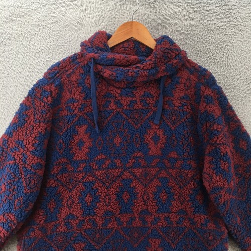 Weatherproof Vintage Faux Fur Turtleneck Jacket Mens Large Red Blue Fair Isle - Picture 2 of 11