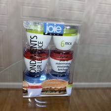 Condiments On The Go Containers With Lids 6 Pc Set Plastic Mini 2.25"