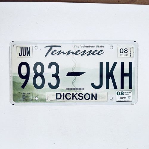 2008 United States Tennessee Dickson County Passenger License Plate 983