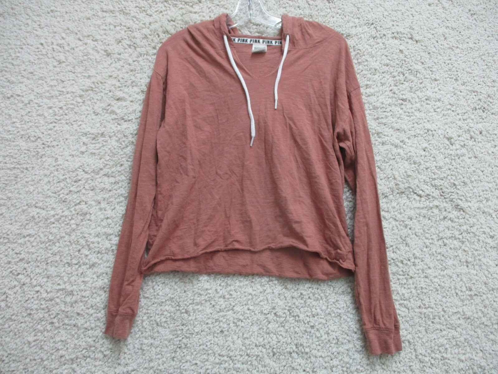 PINK Victoria Secret Sweater Small Adult Coral Hoodie Cropped Pullover Womens S