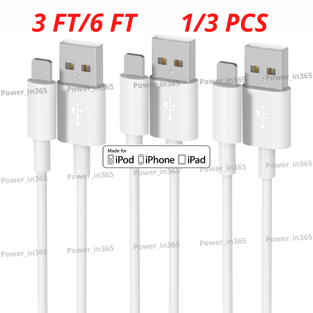 For iPhone 14 13 12 11 XR XS 8 7 6 SE USB Charger Data Sync Cable Cord 3/6Ft Lot