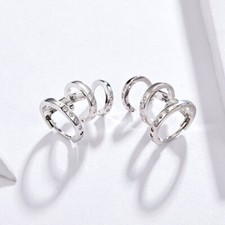 Fashion Women Authentic S925 Sterling Silver Punk Stud Ear Earrings Present Gift