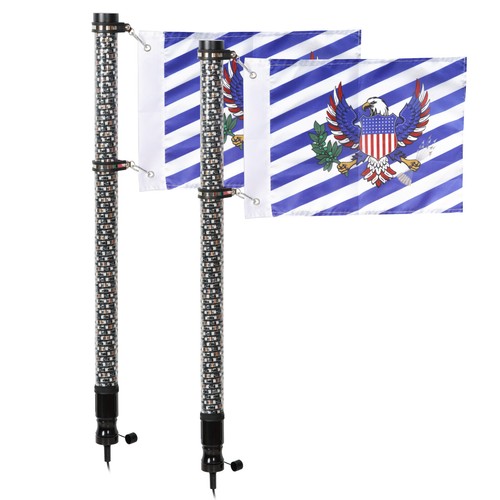 2X 3FT RGB Spiral LED Whip Lights Antenna Chase Bluetooth & Remote for ATV UTV - Picture 2 of 14