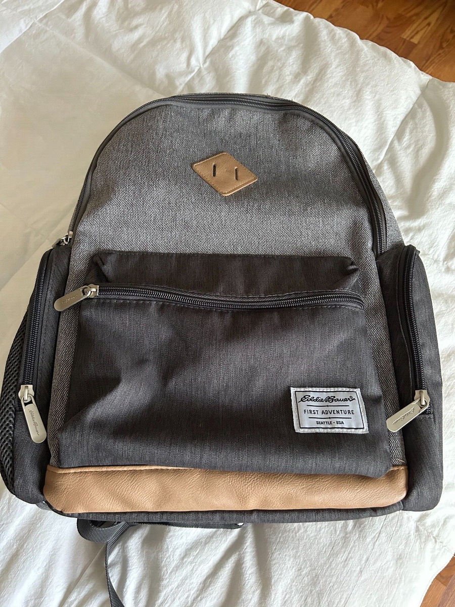 EDDIE BAUER 1st Adventure Backpack Baby Diaper Bag Insulated Pockets Grey