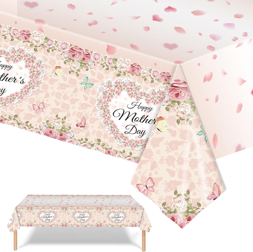 Mother'S Day Decorations Tablecloth 54” X 108”, Supplies Disposable Rectangular