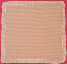 SCARF VINTAGE AUTHENTIC NOVELTY ART BEIGE WHITE SILK 25" SQUARE SMALL