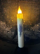 Primitive Handcrafted Spring 7" Lavender Battery Operated Led Timer Taper Candle