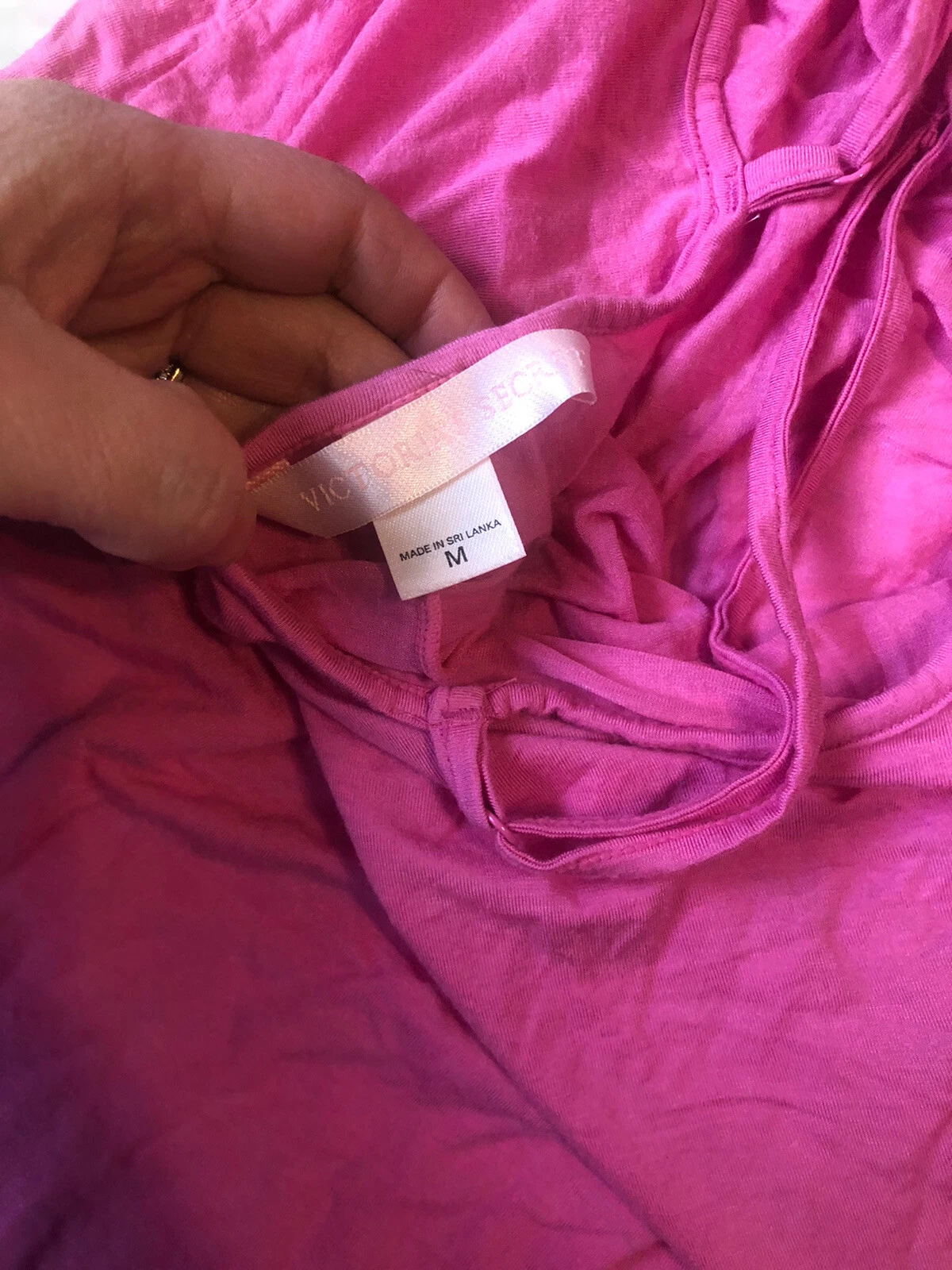 UNDERCOVER Abito vestito maglia Victoria's Secret rosa medio bianco schiena bassa spalline regolabili