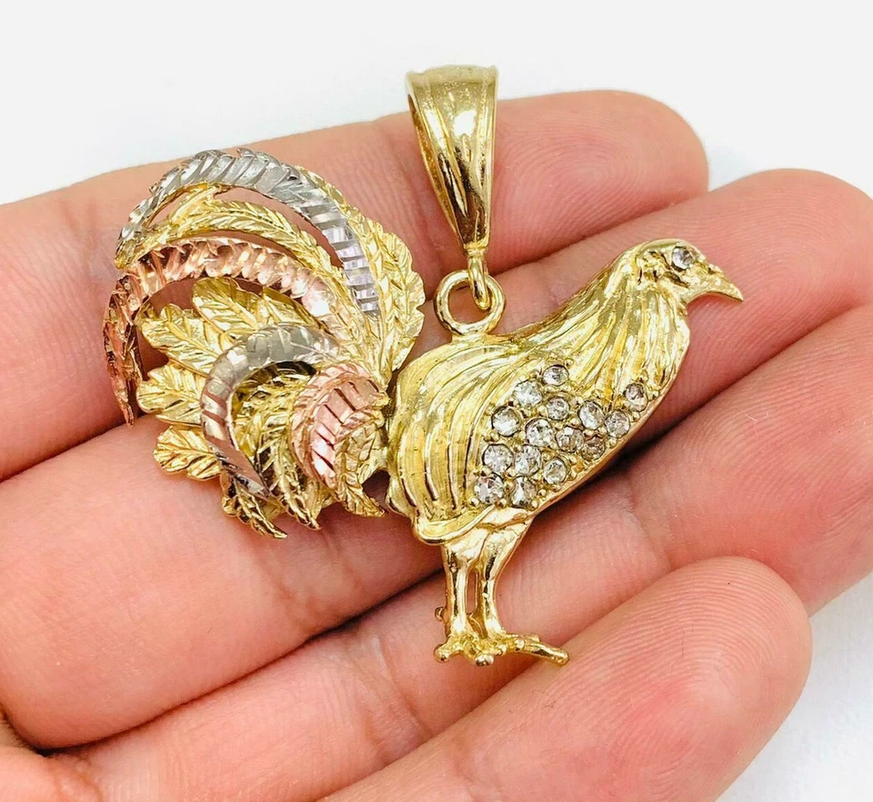Кулон Medalla Dije Para Hombre De Gallo 3 Oros, заполненный золотом курица петух - Изображение 2 из 4