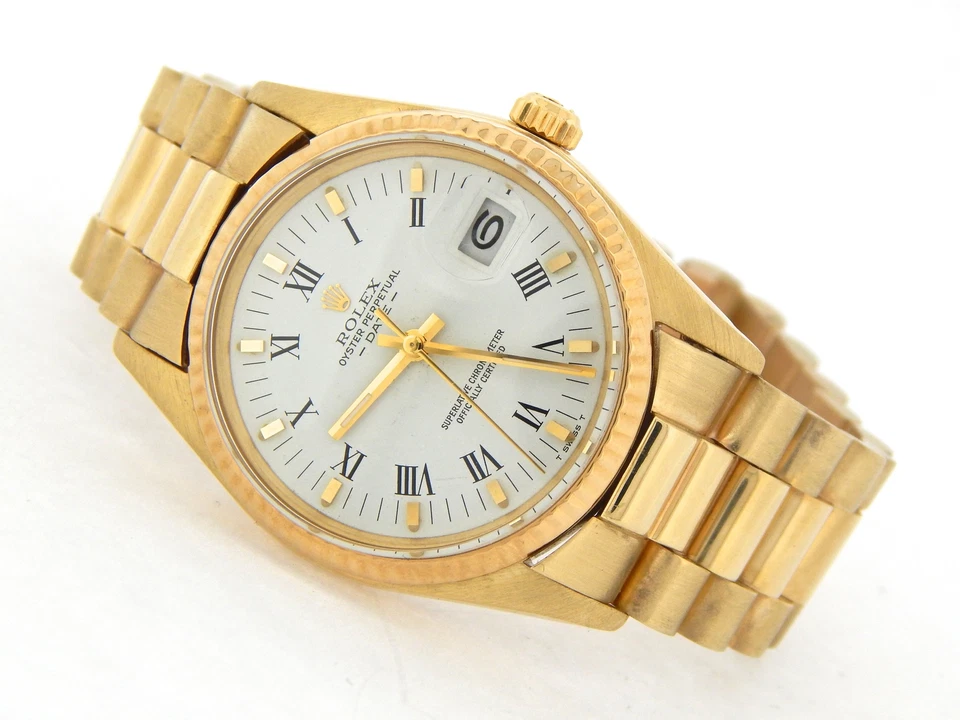 Rolex Date 1503 massive 14K Gelbgold Herrenuhr mit weißem Zifferblatt - Bild 2 von 4