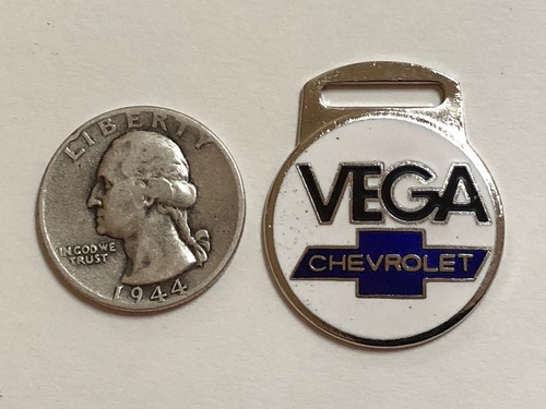 Vintage 1970’s CHEVROLET VEGA Enamel Car Advertising Key Tag - Watch Fob - Picture 2 of 2