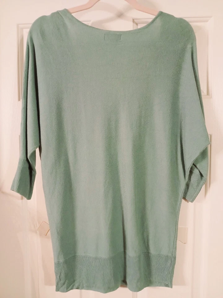 SUÉTER PULL OVER ELLE TALLA S GRIS LENTEJUELAS 3/4" MANGA DOLMAN CUELLO EN V ALGODÓN/RAYÓN Foto 2 de 3