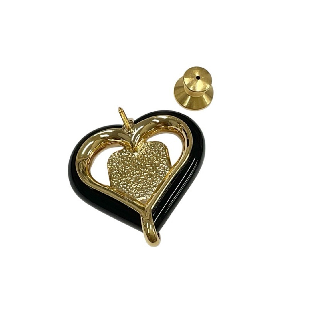 CHANEL Heart Coco Mark Ladies Pin Brooch Corsage Gold Pink
