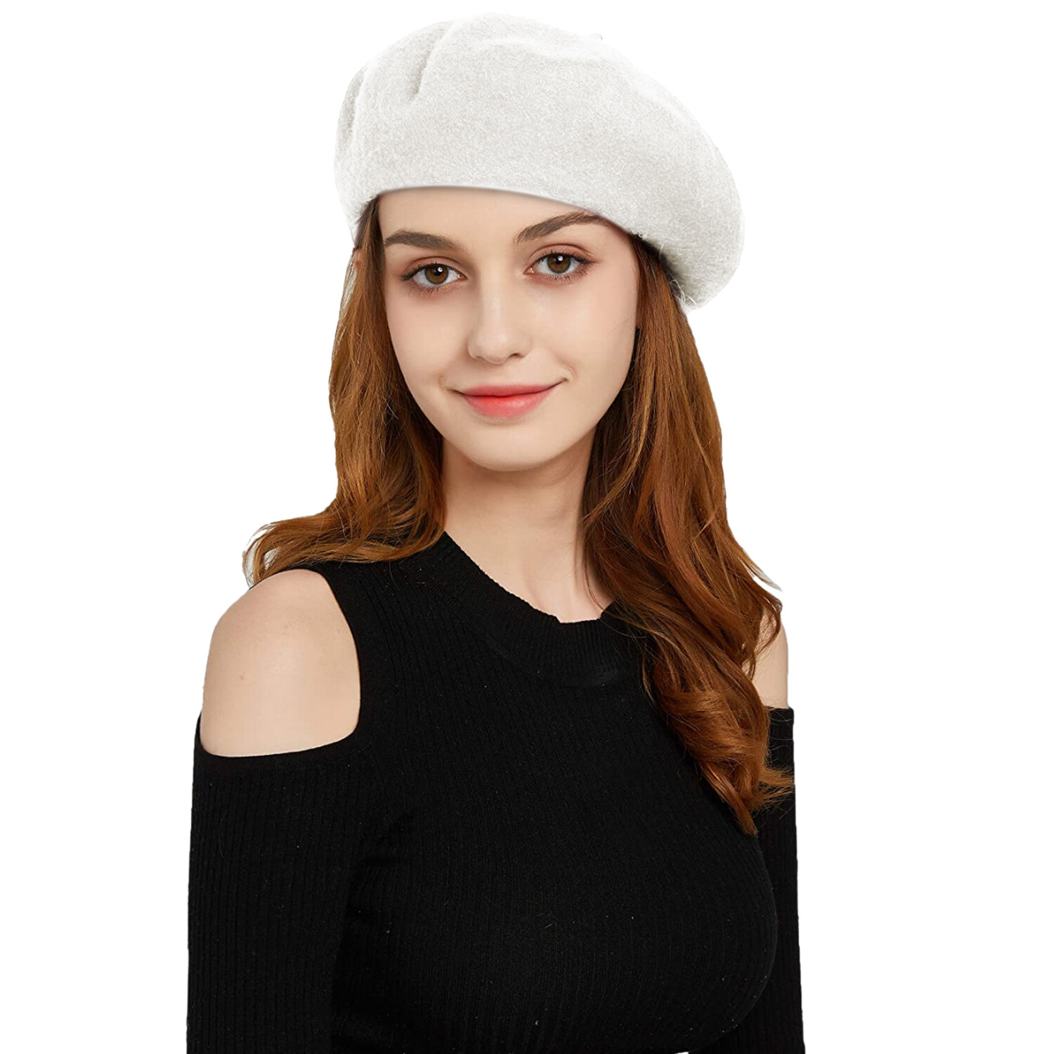 Women Beret Beanie Hat French Style Artist Cap Solid Color Wool Casual