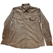 Gibson Trading Co Shirt Mens Small Brown Western Striped Pearl Snap Cowboy