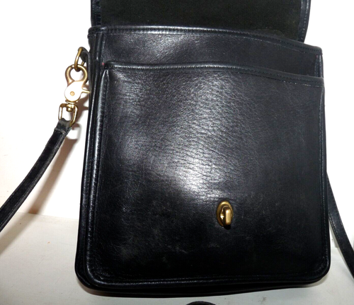 Vtg Coach Station Bag Black Leather Crossbody Turn Lock Closure #5130 - Picture 16 of 23