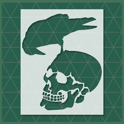 Skull and Crow Stencil   Gothic, Dark Art, Halloween, Horror, Spooky, Mystical