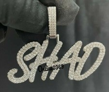 1ct Natural Moissanite Men's Custom SHAD Name Pendant Sterling Silver Free Stud