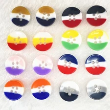 Pkg of 20 MULTI-COLOR Stripes 4-hole Resin Button 1/2" (13mm) Craft (9032)